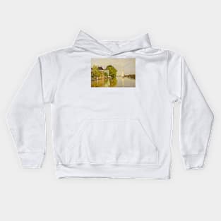 Houses on the Achterzaan by Claude Monet Kids Hoodie